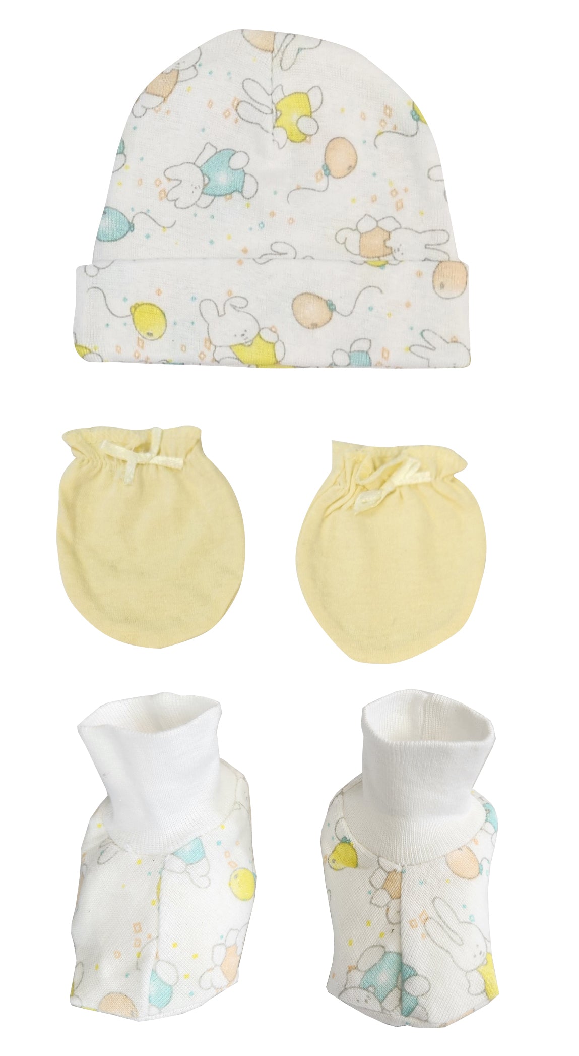 Baby Boy, Baby Girl, Unisex Infant Caps, Booties, Mittens - 3 pc Set NC_0249